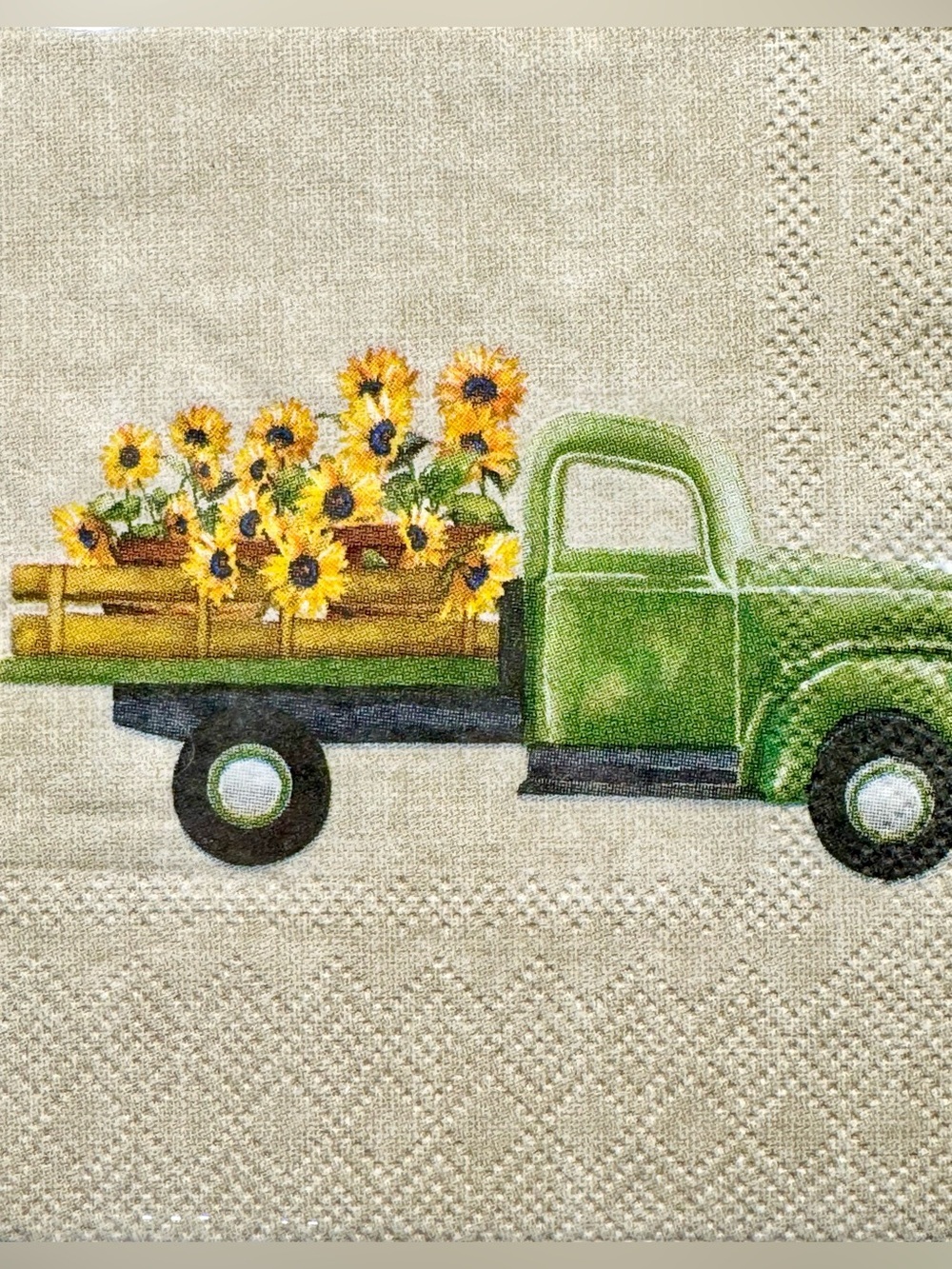 New Punch Studio Sunflowers & Vintage Green Pickup Truck Fall Paper Napkins 40ct